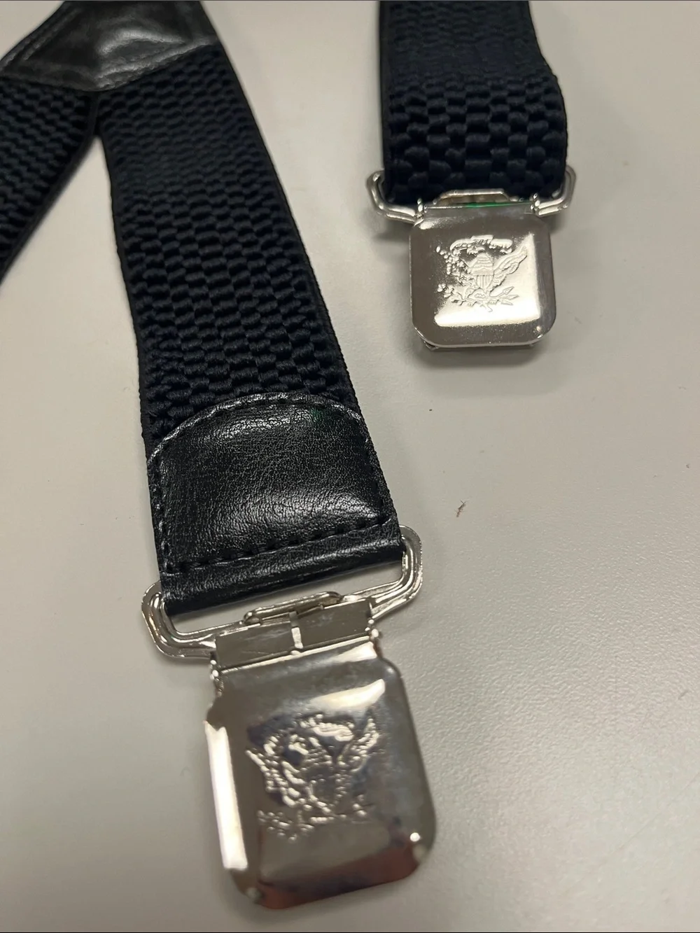 Decalen Black Men’s Elastic Suspenders with Silver Clips made in Poland